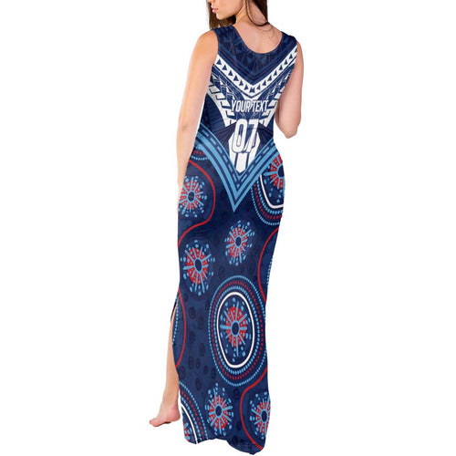 Personalized Australia NSW Blues Tank Maxi Dress Indigenous Aboriginal Mix Polynesian Motifs
