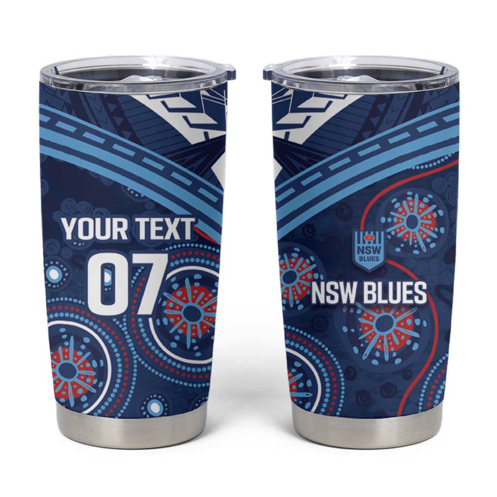 Personalized Australia NSW Blues Tumbler Cup Indigenous Aboriginal Mix Polynesian Motifs