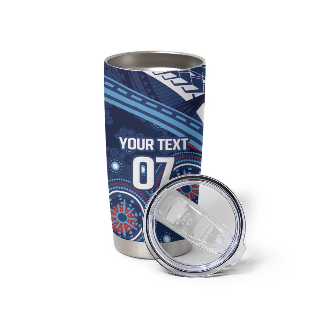 Personalized Australia NSW Blues Tumbler Cup Indigenous Aboriginal Mix Polynesian Motifs