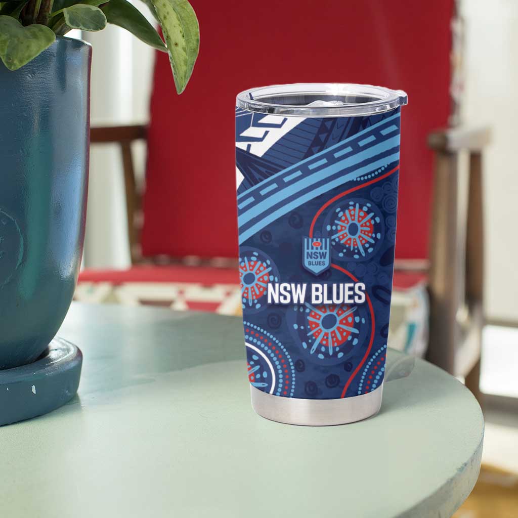 Personalized Australia NSW Blues Tumbler Cup Indigenous Aboriginal Mix Polynesian Motifs