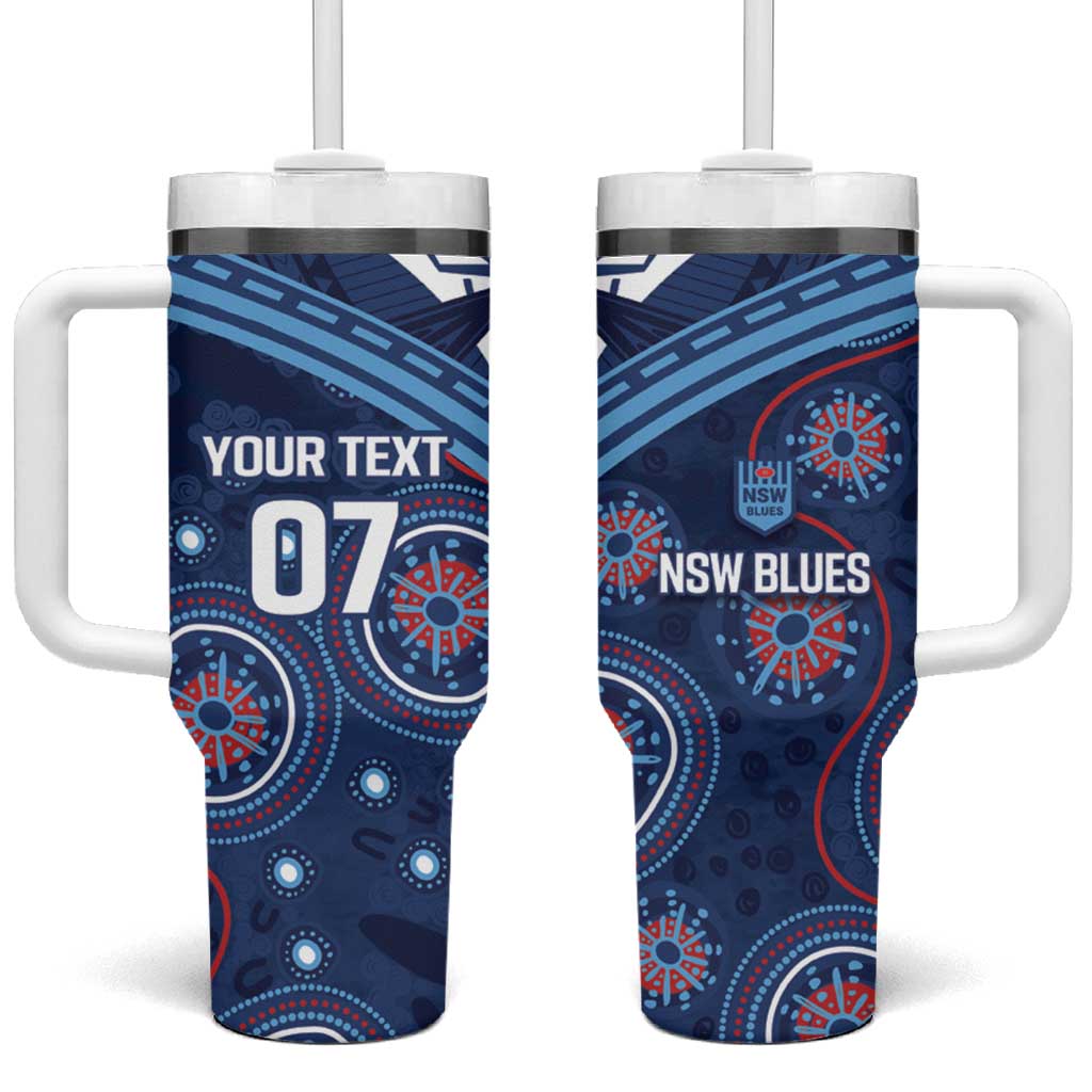 Personalized Australia NSW Blues Tumbler With Handle Indigenous Aboriginal Mix Polynesian Motifs