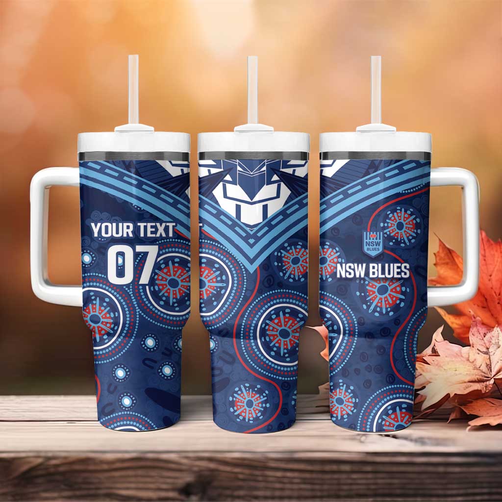 Personalized Australia NSW Blues Tumbler With Handle Indigenous Aboriginal Mix Polynesian Motifs