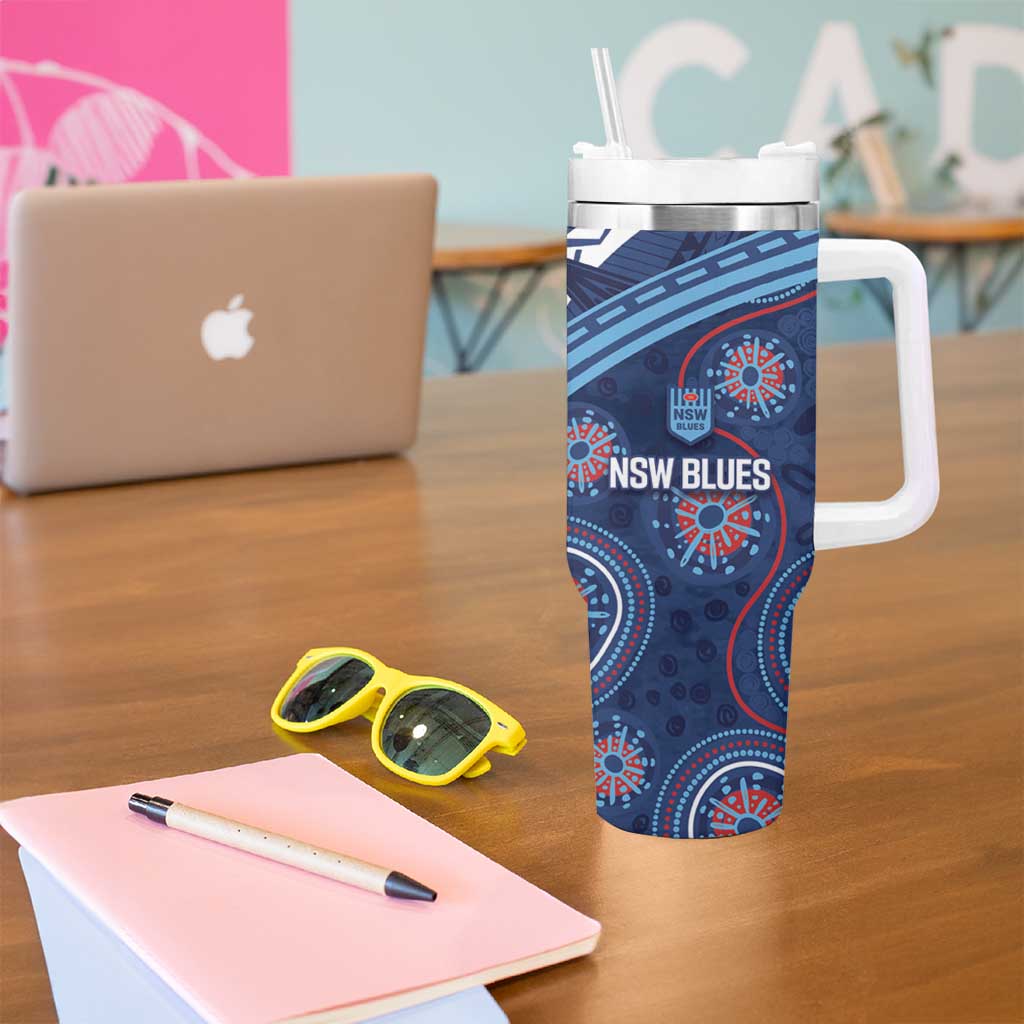 Personalized Australia NSW Blues Tumbler With Handle Indigenous Aboriginal Mix Polynesian Motifs