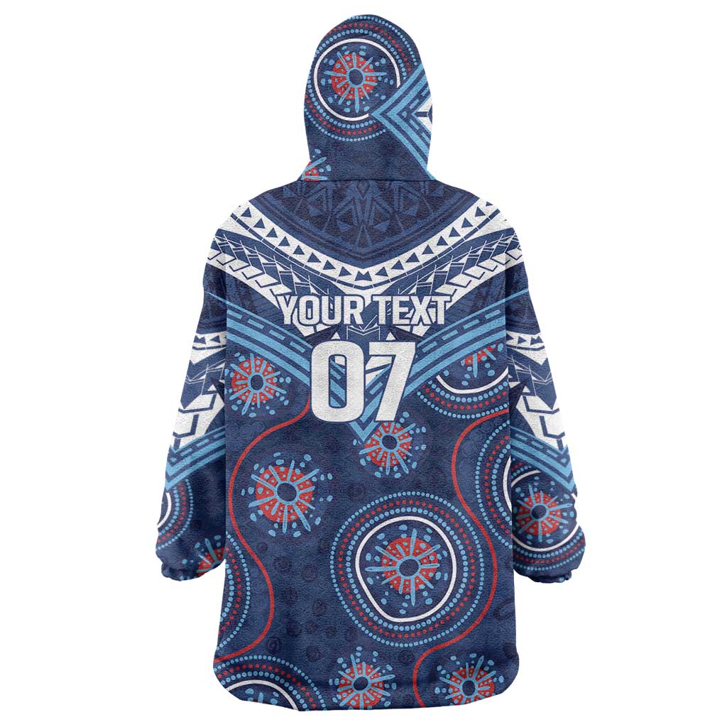 Personalized Australia NSW Blues Wearable Blanket Hoodie Indigenous Aboriginal Mix Polynesian Motifs