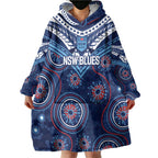 Personalized Australia NSW Blues Wearable Blanket Hoodie Indigenous Aboriginal Mix Polynesian Motifs