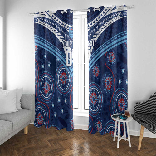 Personalized Australia NSW Blues Window Curtain Indigenous Aboriginal Mix Polynesian Motifs