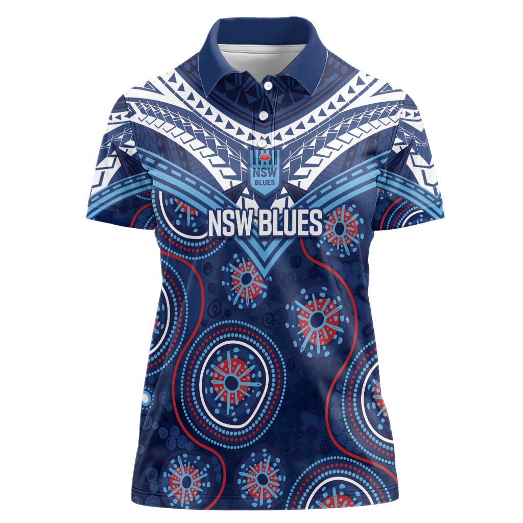 Personalized Australia NSW Blues Women Polo Shirt Indigenous Aboriginal Mix Polynesian Motifs
