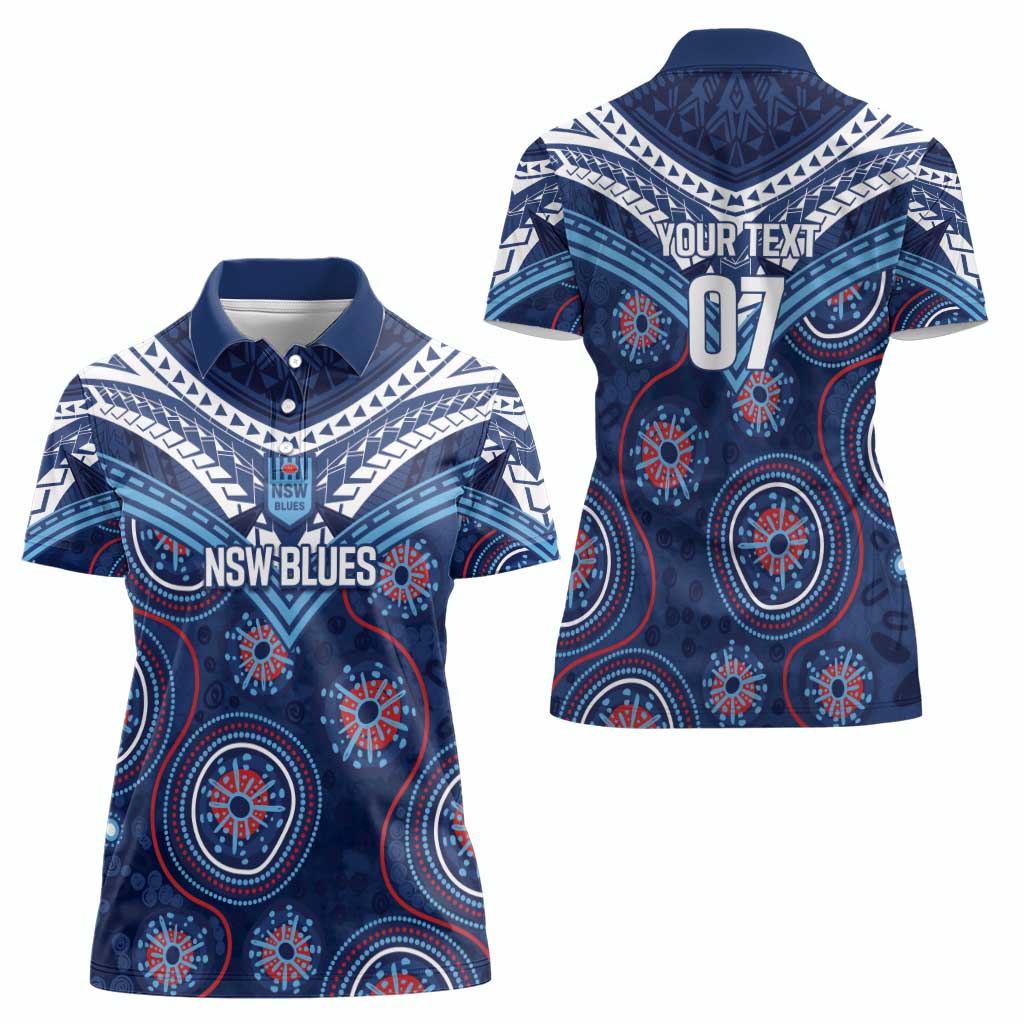 Personalized Australia NSW Blues Women Polo Shirt Indigenous Aboriginal Mix Polynesian Motifs