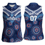 Personalized Australia NSW Blues Women Sleeveless Polo Shirt Indigenous Aboriginal Mix Polynesian Motifs