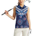 Personalized Australia NSW Blues Women Sleeveless Polo Shirt Indigenous Aboriginal Mix Polynesian Motifs