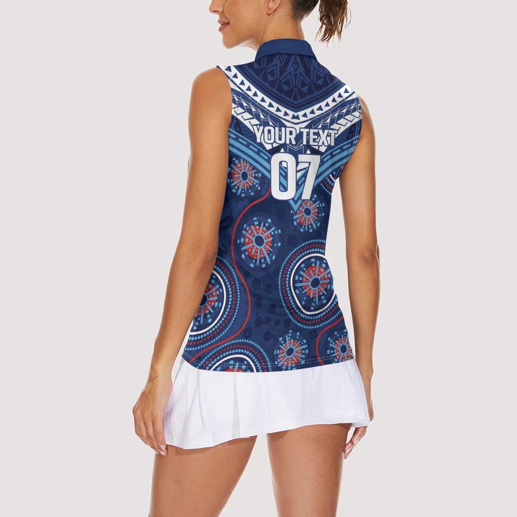 Personalized Australia NSW Blues Women Sleeveless Polo Shirt Indigenous Aboriginal Mix Polynesian Motifs