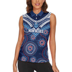 Personalized Australia NSW Blues Women Sleeveless Polo Shirt Indigenous Aboriginal Mix Polynesian Motifs