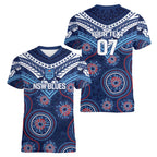 Personalized Australia NSW Blues Women V-Neck T-Shirt Indigenous Aboriginal Mix Polynesian Motifs
