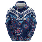 Personalized Australia NSW Blues Zip Hoodie Indigenous Aboriginal Mix Polynesian Motifs