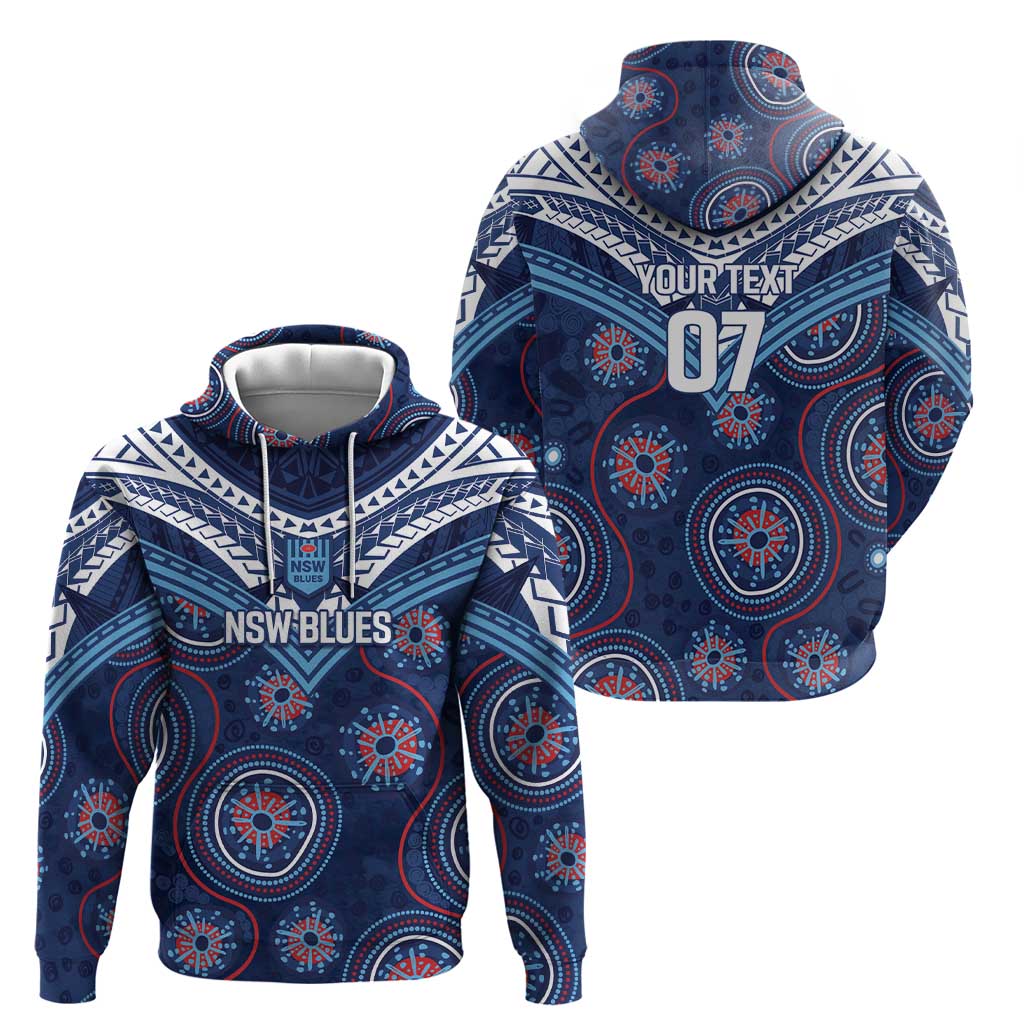 Personalized Australia NSW Blues Zip Hoodie Indigenous Aboriginal Mix Polynesian Motifs