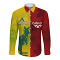 personalised-australia-vs-canada-soccer-long-sleeve-button-shirt-matildas-with-maple-leaves