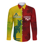 personalised-australia-vs-canada-soccer-long-sleeve-button-shirt-matildas-with-maple-leaves