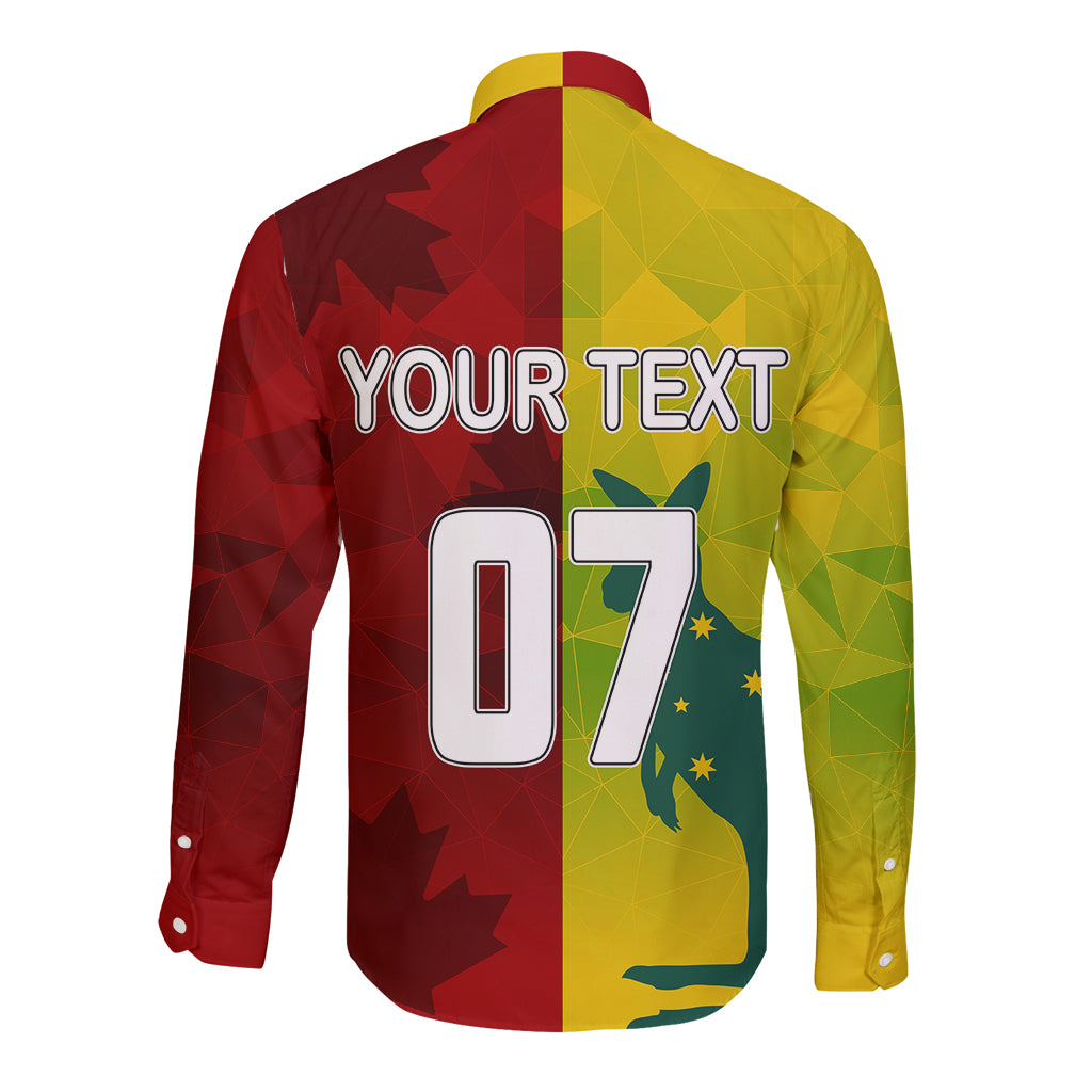 personalised-australia-vs-canada-soccer-long-sleeve-button-shirt-matildas-with-maple-leaves