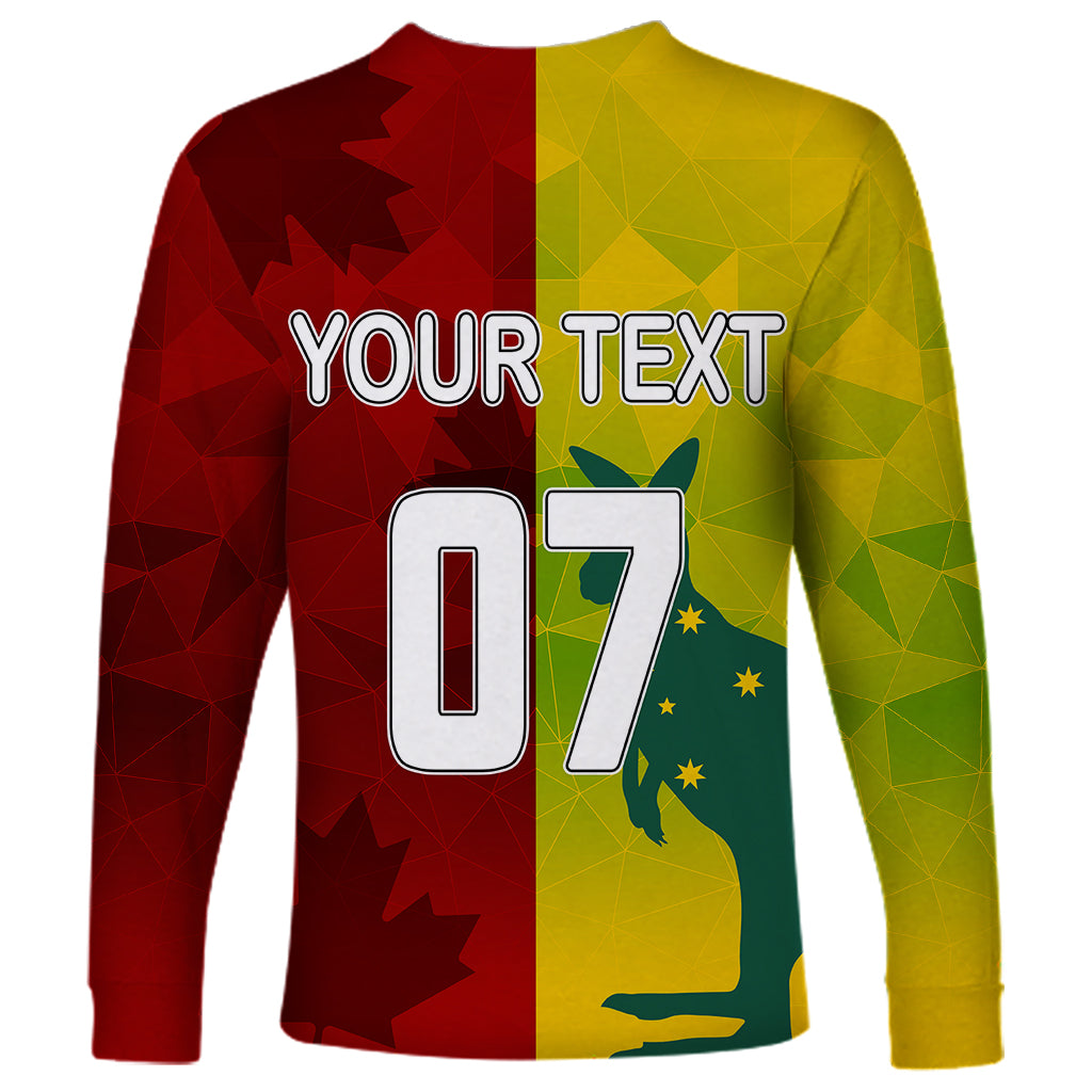 personalised-australia-vs-canada-soccer-long-sleeve-shirt-matildas-with-maple-leaves