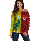 personalised-australia-vs-canada-soccer-off-shoulder-sweater-matildas-with-maple-leaves