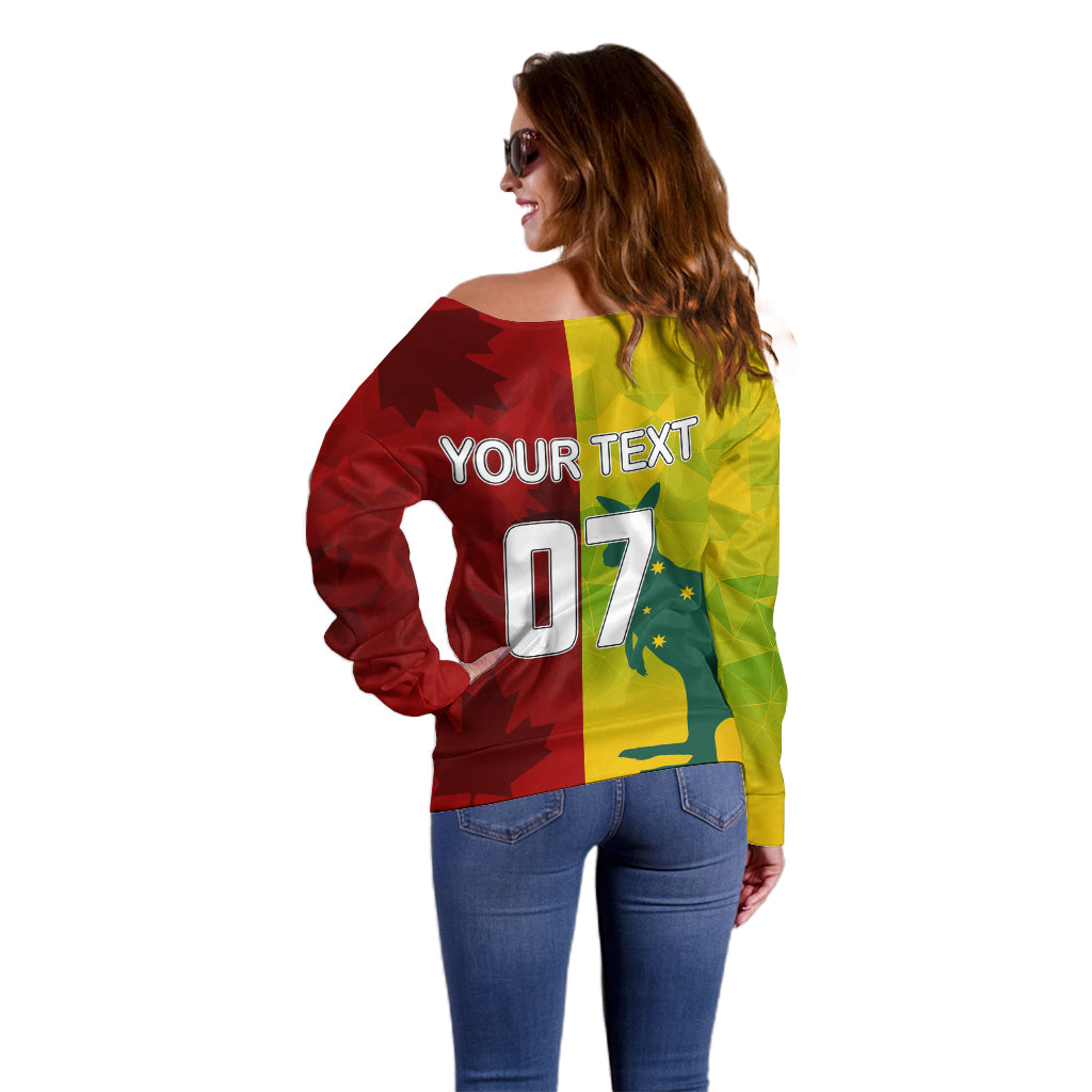 personalised-australia-vs-canada-soccer-off-shoulder-sweater-matildas-with-maple-leaves