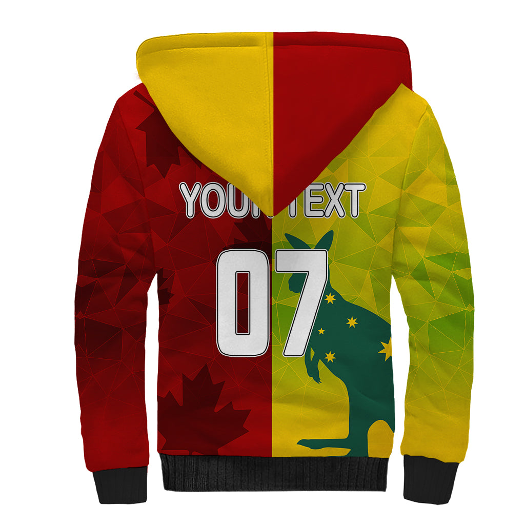 personalised-australia-vs-canada-soccer-sherpa-hoodie-matildas-with-maple-leaves