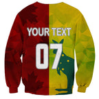 personalised-australia-vs-canada-soccer-sweatshirt-matildas-with-maple-leaves