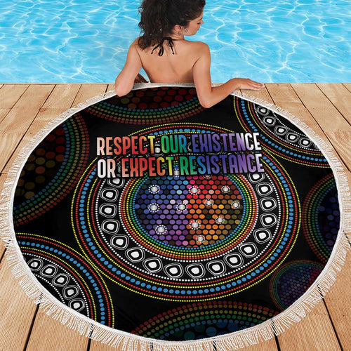 Australia Indigenous Beach Blanket First Nation LGBT - Respect Our Existence - Aussie Hoodie