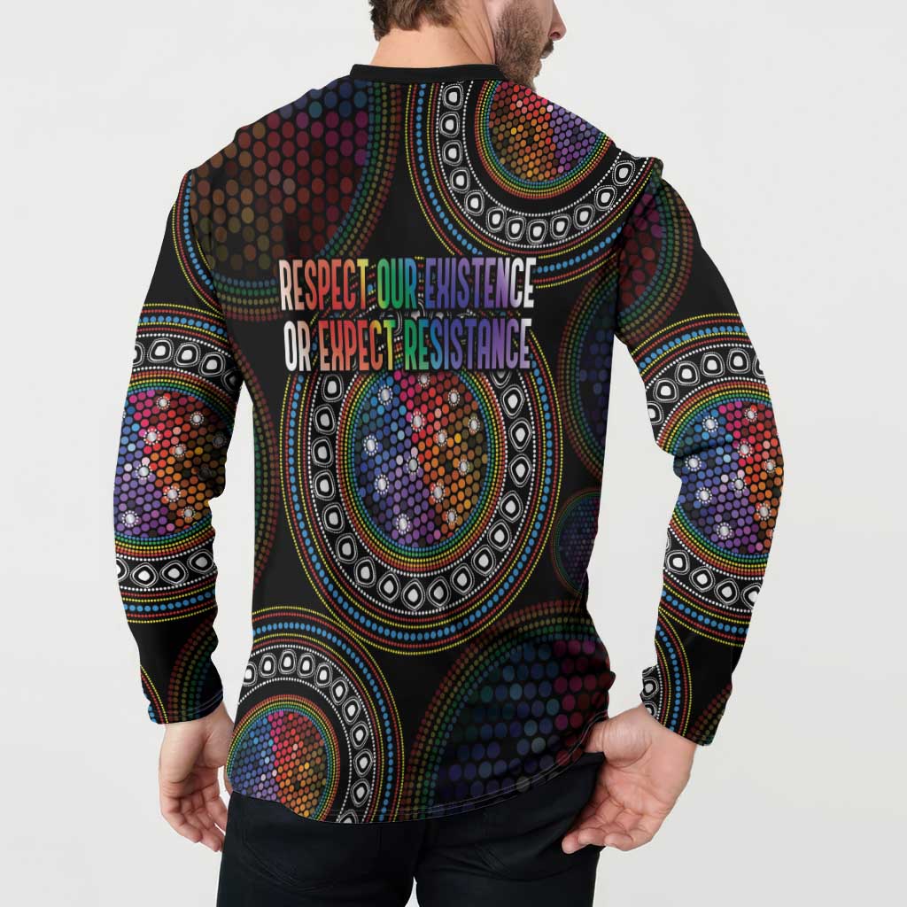 Australia Indigenous Button Sweatshirt First Nation LGBT - Respect Our Existence - Aussie Hoodie