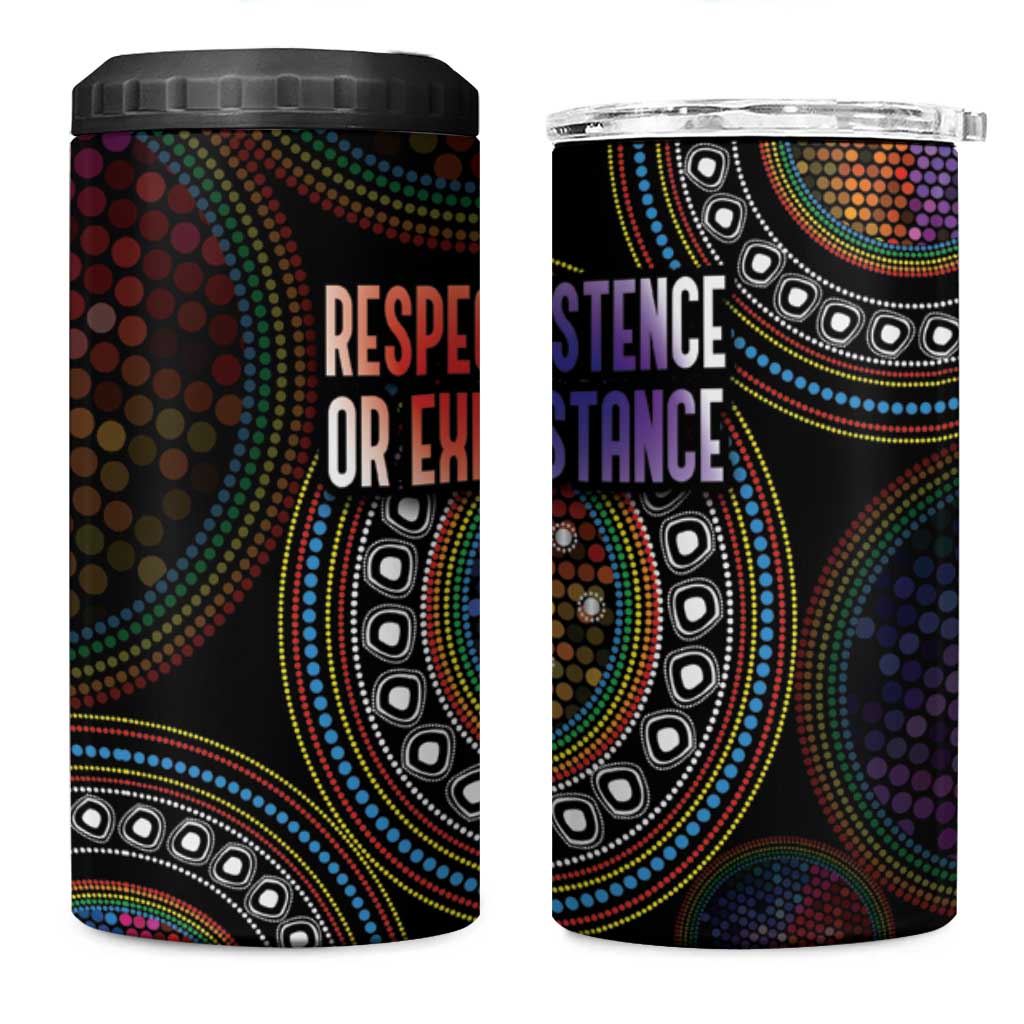 Australia Indigenous 4 in 1 Can Cooler Tumbler First Nation LGBT - Respect Our Existence - Aussie Hoodie