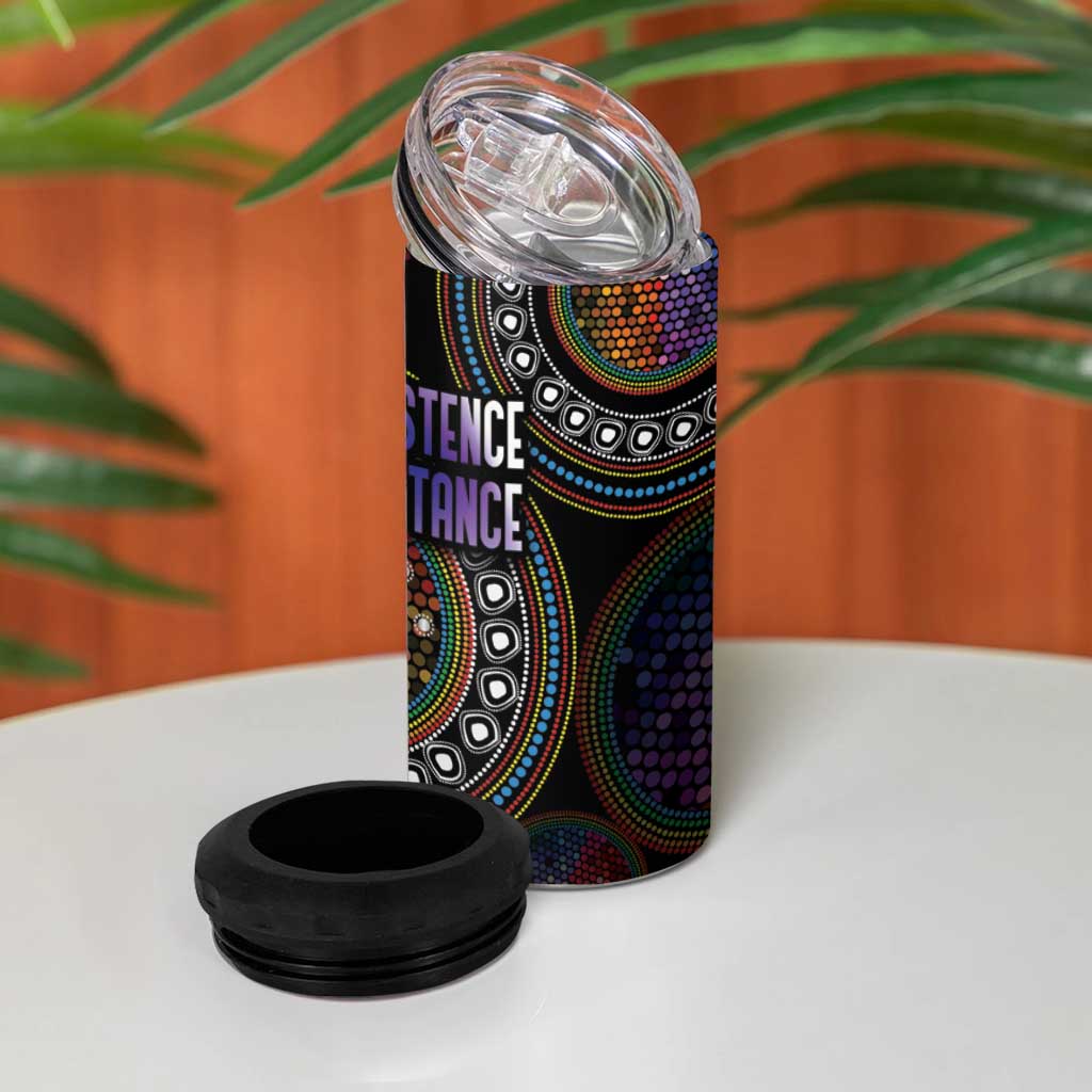 Australia Indigenous 4 in 1 Can Cooler Tumbler First Nation LGBT - Respect Our Existence - Aussie Hoodie