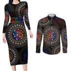 Australia Indigenous Couples Matching Long Sleeve Bodycon Dress and Long Sleeve Button Shirt First Nation LGBT - Respect Our Existence - Aussie Hoodie