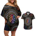 Australia Indigenous Couples Matching Off Shoulder Short Dress and Hawaiian Shirt First Nation LGBT - Respect Our Existence - Aussie Hoodie