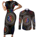 Australia Indigenous Couples Matching Short Sleeve Bodycon Dress and Long Sleeve Button Shirt First Nation LGBT - Respect Our Existence - Aussie Hoodie