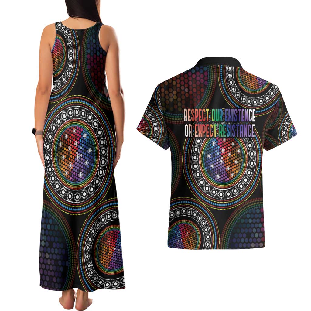 Australia Indigenous Couples Matching Tank Maxi Dress and Hawaiian Shirt First Nation LGBT - Respect Our Existence - Aussie Hoodie