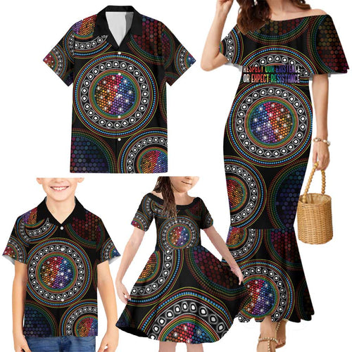 Australia Indigenous Family Matching Mermaid Dress and Hawaiian Shirt First Nation LGBT - Respect Our Existence - Aussie Hoodie