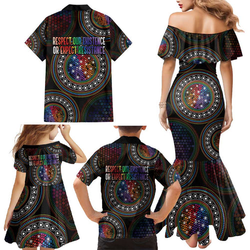 Australia Indigenous Family Matching Mermaid Dress and Hawaiian Shirt First Nation LGBT - Respect Our Existence - Aussie Hoodie