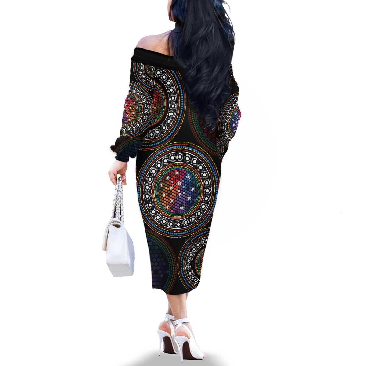 Australia Indigenous Family Matching Off The Shoulder Long Sleeve Dress and Hawaiian Shirt First Nation LGBT - Respect Our Existence - Aussie Hoodie