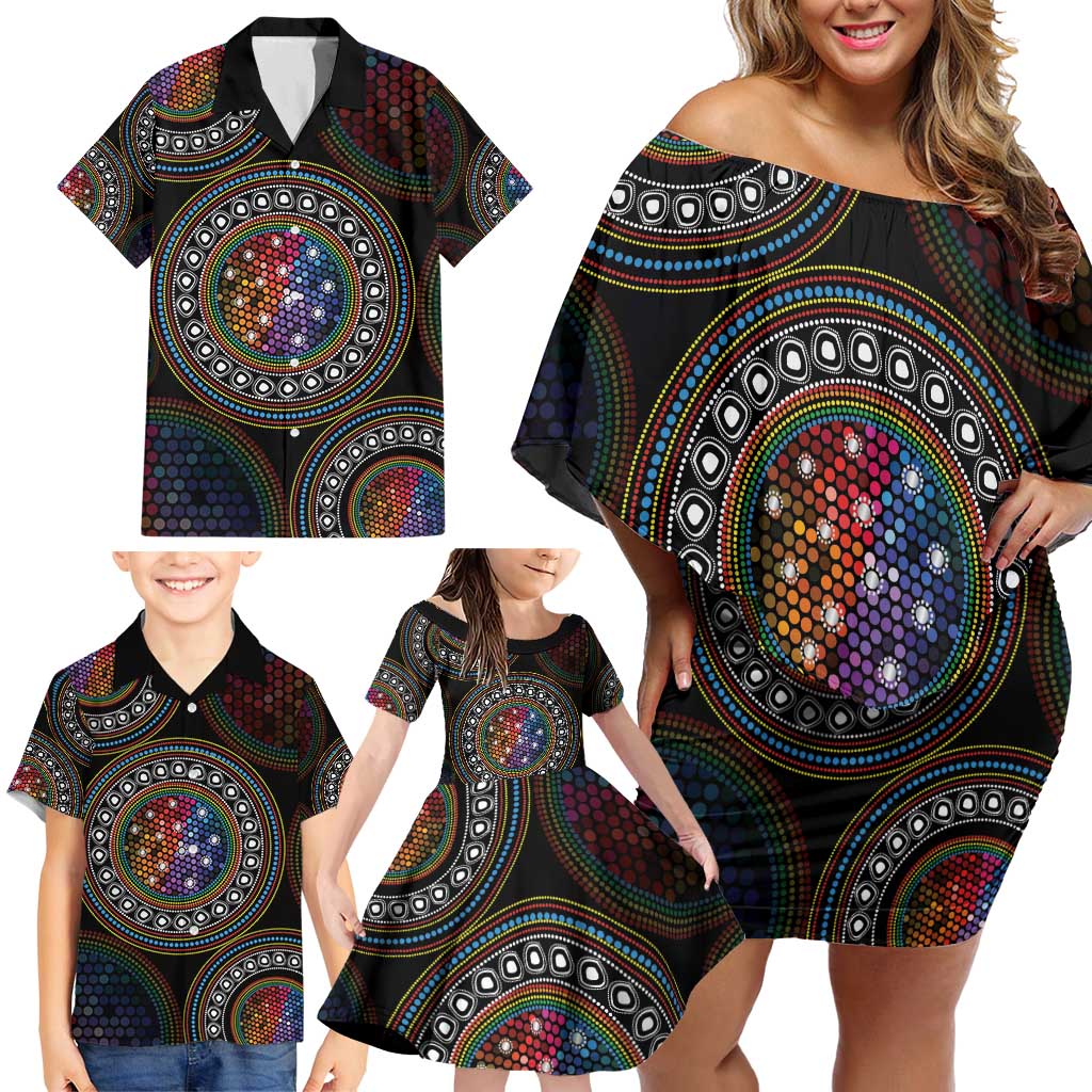 Australia Indigenous Family Matching Off Shoulder Short Dress and Hawaiian Shirt First Nation LGBT - Respect Our Existence - Aussie Hoodie