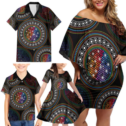 Australia Indigenous Family Matching Off Shoulder Short Dress and Hawaiian Shirt First Nation LGBT - Respect Our Existence - Aussie Hoodie