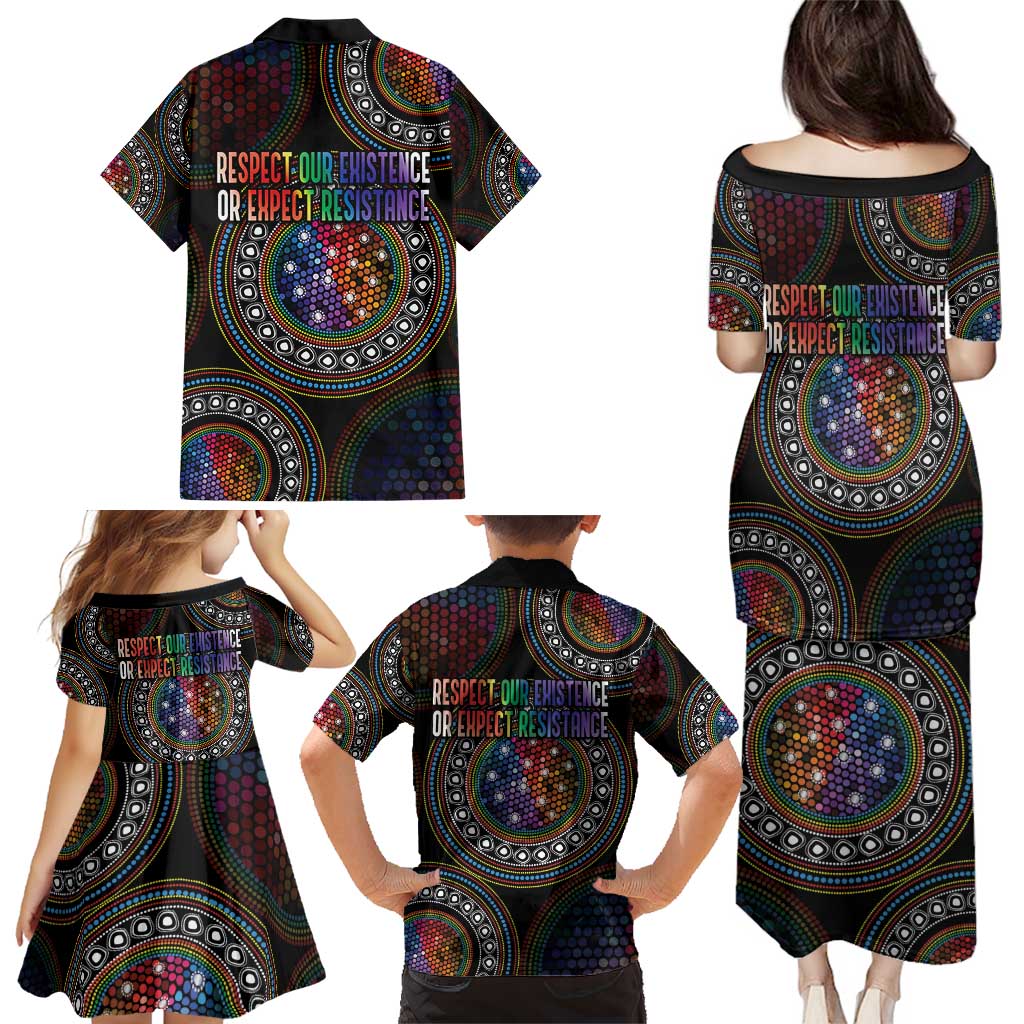 Australia Indigenous Family Matching Puletasi and Hawaiian Shirt First Nation LGBT - Respect Our Existence - Aussie Hoodie