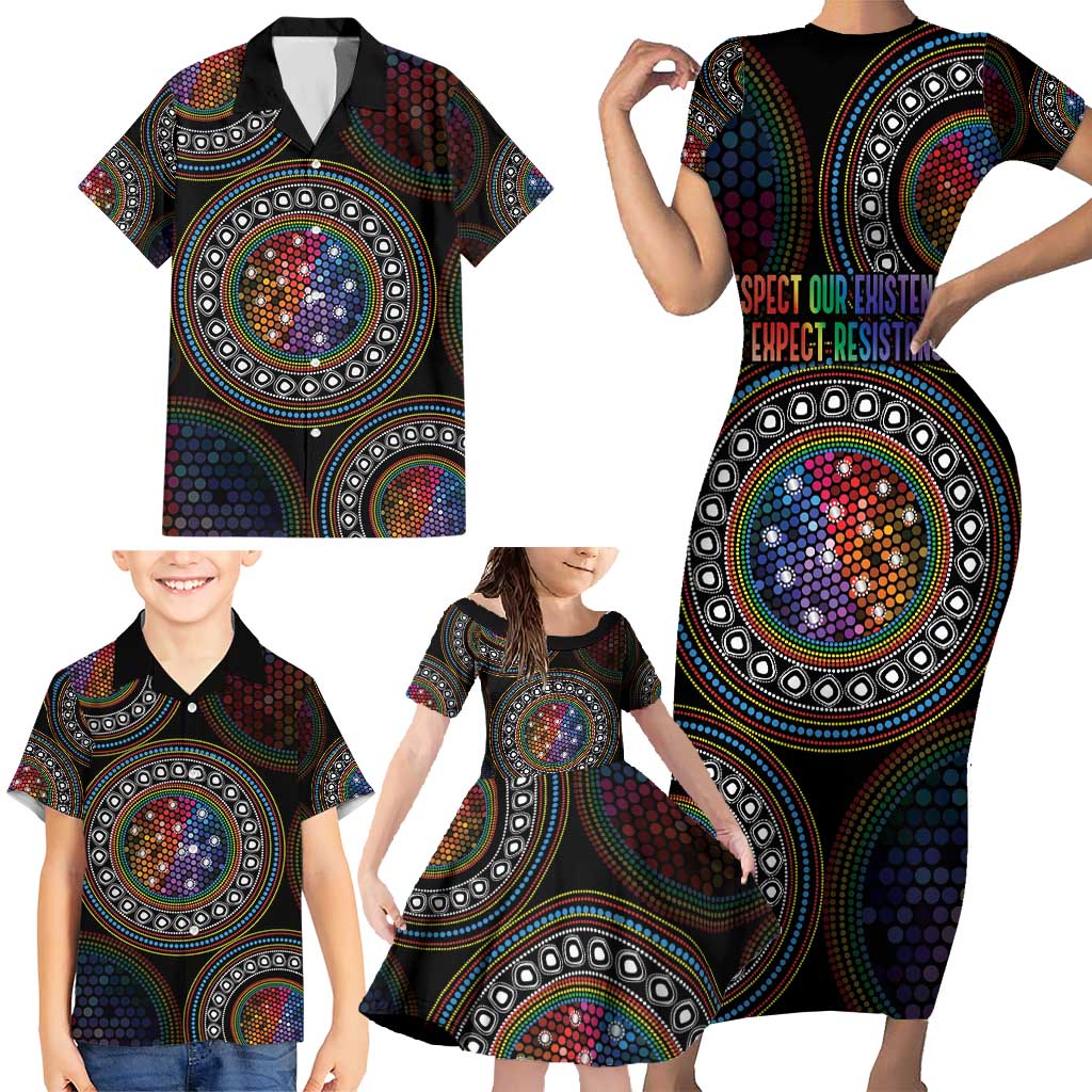 Australia Indigenous Family Matching Short Sleeve Bodycon Dress and Hawaiian Shirt First Nation LGBT - Respect Our Existence - Aussie Hoodie