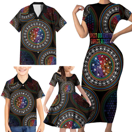 Australia Indigenous Family Matching Short Sleeve Bodycon Dress and Hawaiian Shirt First Nation LGBT - Respect Our Existence - Aussie Hoodie