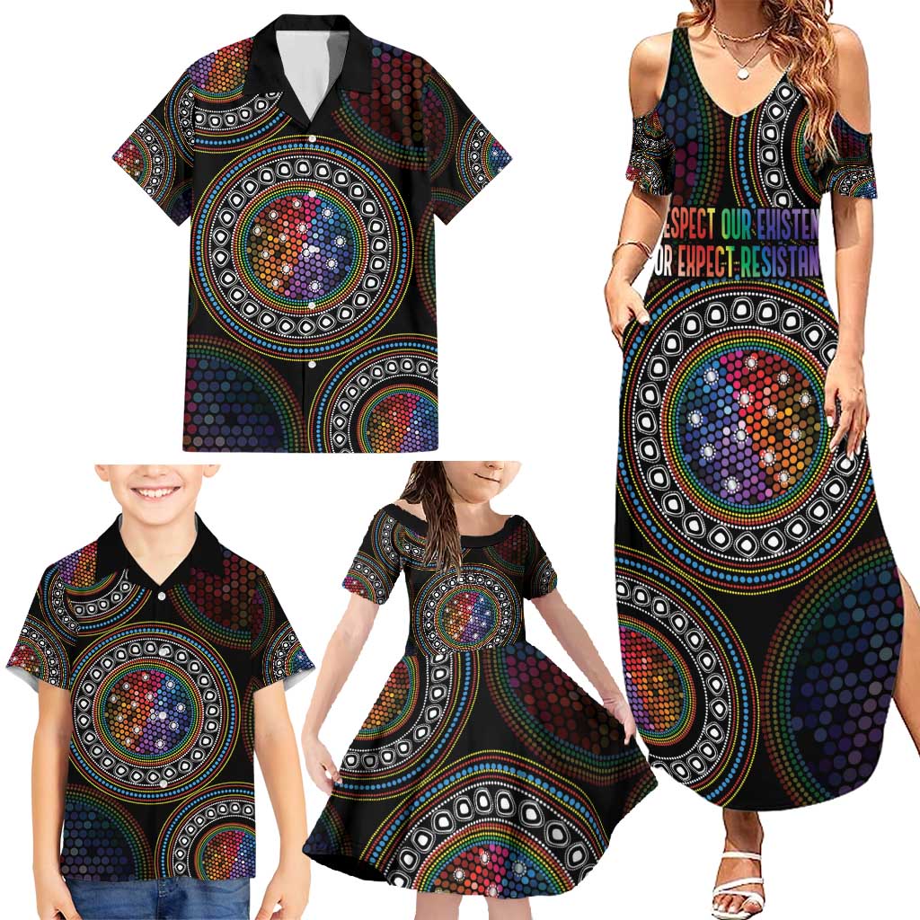Australia Indigenous Family Matching Summer Maxi Dress and Hawaiian Shirt First Nation LGBT - Respect Our Existence - Aussie Hoodie
