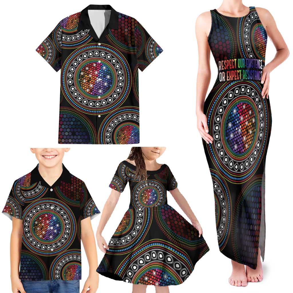 Australia Indigenous Family Matching Tank Maxi Dress and Hawaiian Shirt First Nation LGBT - Respect Our Existence - Aussie Hoodie