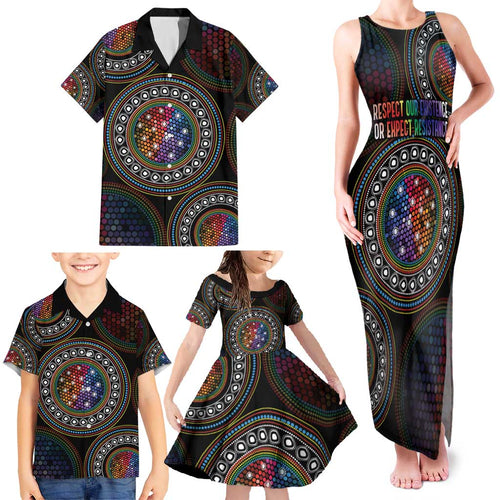 Australia Indigenous Family Matching Tank Maxi Dress and Hawaiian Shirt First Nation LGBT - Respect Our Existence - Aussie Hoodie