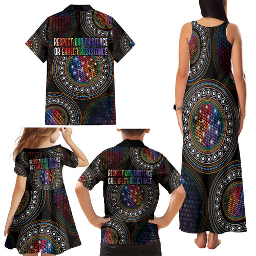 Australia Indigenous Family Matching Tank Maxi Dress and Hawaiian Shirt First Nation LGBT - Respect Our Existence - Aussie Hoodie
