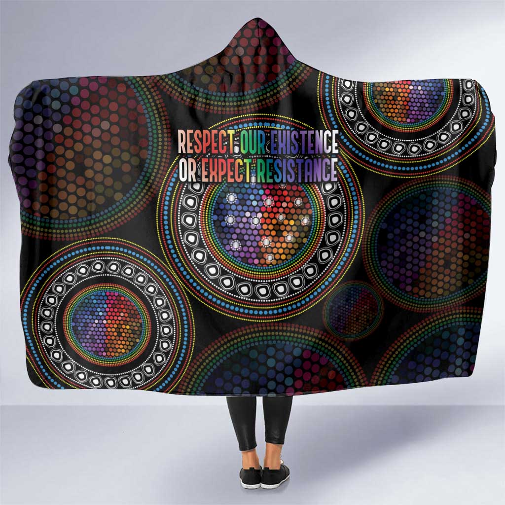 Australia Indigenous Hooded Blanket First Nation LGBT - Respect Our Existence - Aussie Hoodie