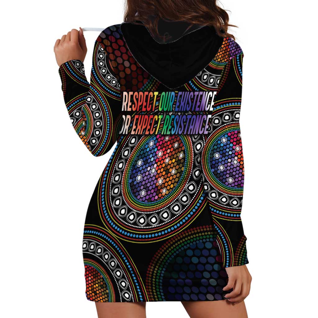 Australia Indigenous Hoodie Dress First Nation LGBT - Respect Our Existence - Aussie Hoodie