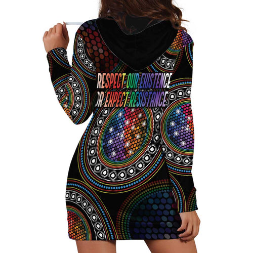 Australia Indigenous Hoodie Dress First Nation LGBT - Respect Our Existence - Aussie Hoodie